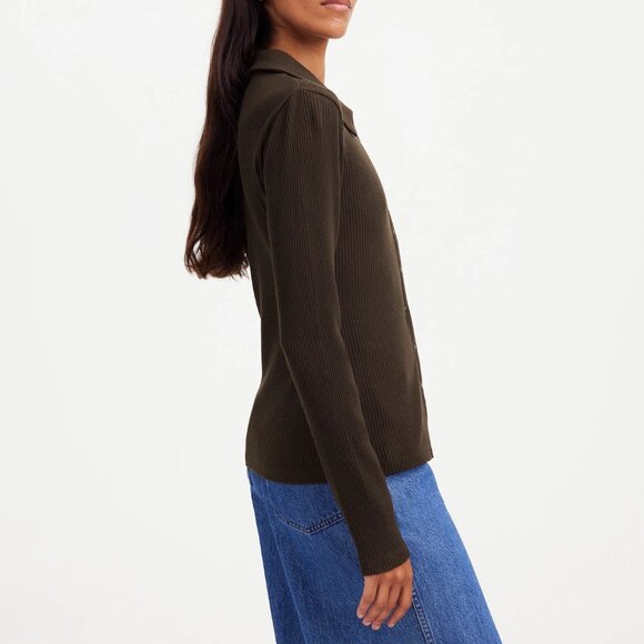 Madewell Snap Front Cardigan Top in Dark Carob, Size Small - Picture 9 of 11